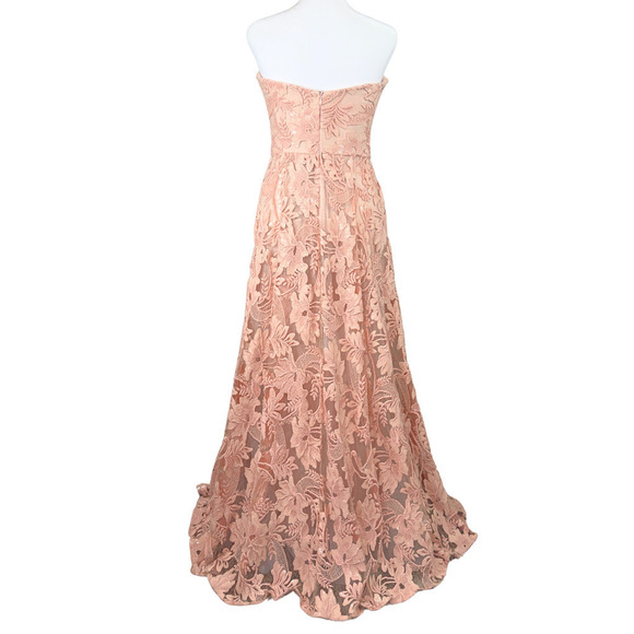 Marchesa Notte Dress Blush Pink Maxi Gown Applique Floral Lace Sequin Sz4 - Picture 7 of 12
